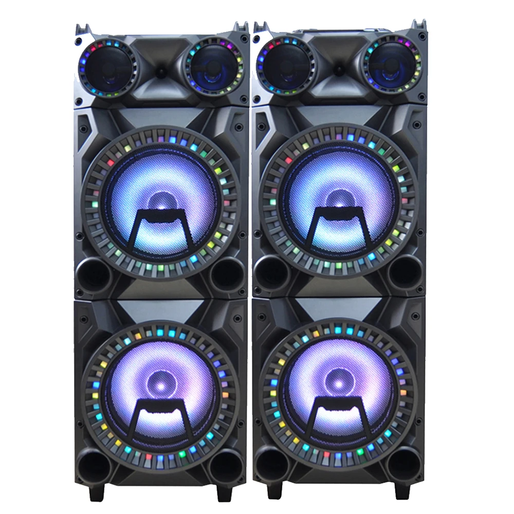 

160W Big Power Dual 12 inch Echo Bass Karaoke Dj Speaker Wireless Bluetooth DSP Led Flashing Light Outdoor Trolley Party Speaker