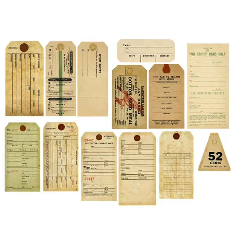 Retro Label Scrapbooking Material Stickers Junk Journal Decorative Vintage Stickers DIY Craft Scrapbooking Supplies 13 Sheets