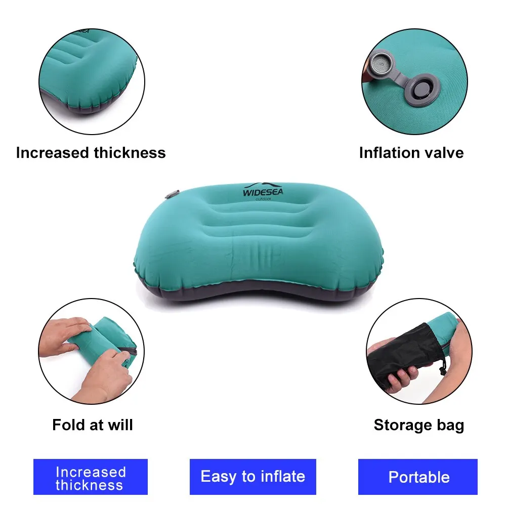 Widesea Portable Inflatable Camping Pillow, Compressible Folding Air Cushion for Outdoor Sleeping 3