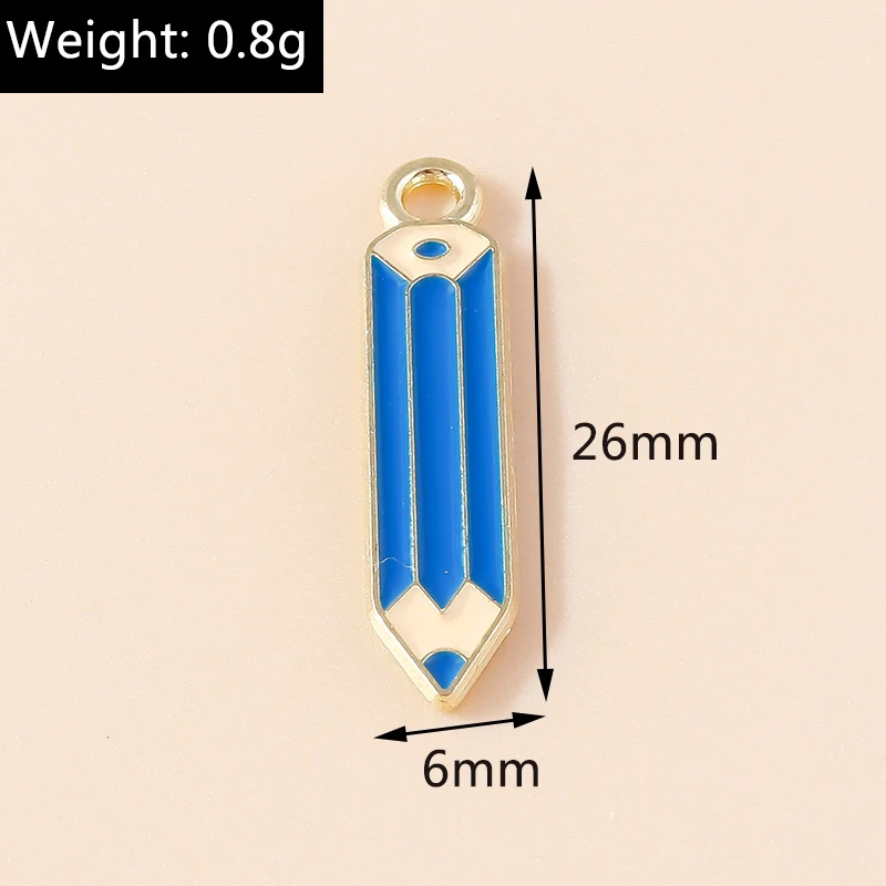 10pcs Enamel School Student Pen Pencil Charm for Jewelry Making