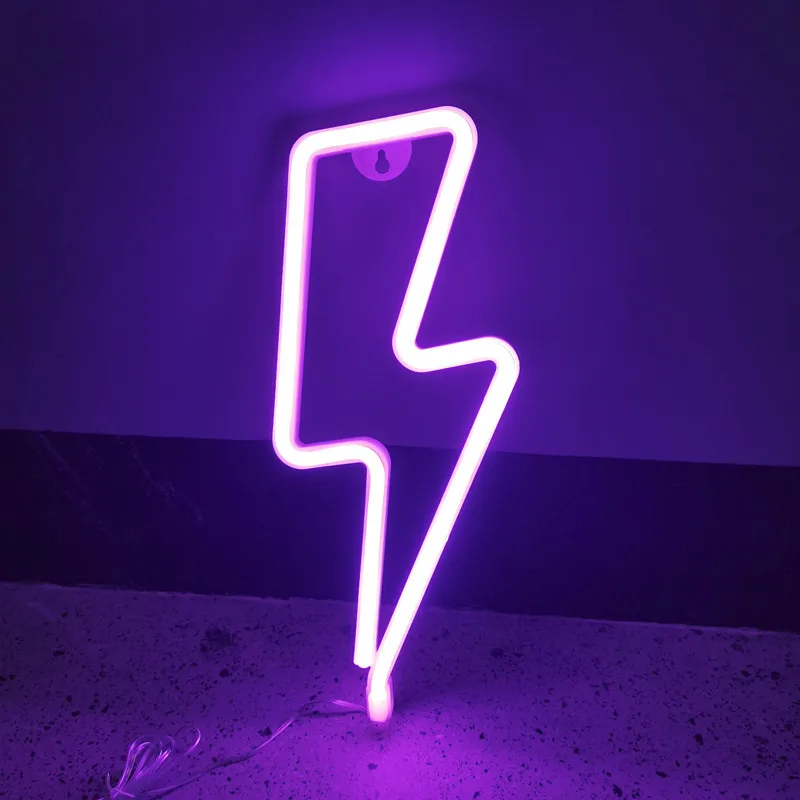 Lightning LED Neon Light Sign for Wall USB/Battery Powered Bedroom Aesthetic Cool Room Valentine's day Party Home Bar Wall Decor decorative ceiling light panels