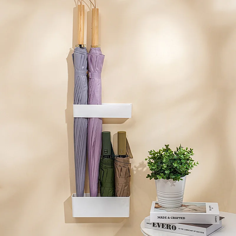 Umbrella Holder Wall Mounted Umbrella Stand Puncture Free Storage Shelf Rack Umbrella Holder Hanger Organizer for Office Home