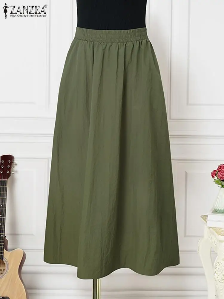 Polyamide Long Skirt Elastic Waist Casual Streetwear