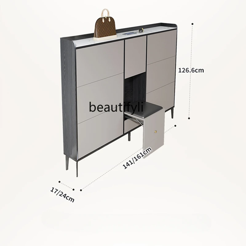 

Simple Ultra-Thin Tilting Shoe Cabinet 17cm Italian Home Doorway 24cm Narrow Entrance Cabinet