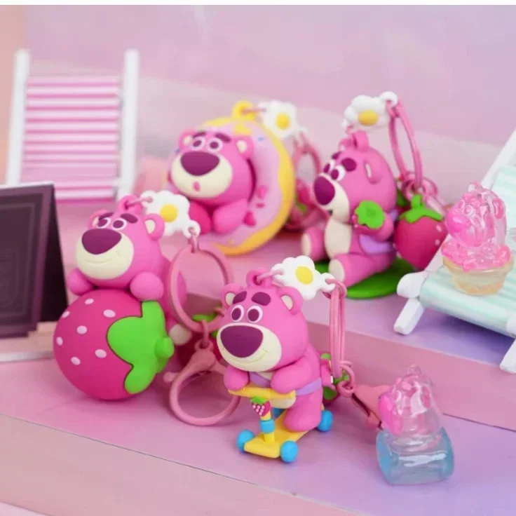 

Брелок TOPTOY из мягкой резины для девочек, подарок на день рождения с клубничным медведем из Диснея