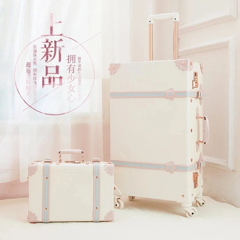 NEW Fashion Floral 20"22"24"26 inch Women's luggage Hardside Rolling Spinner Retro Style for Travel suitcase set
