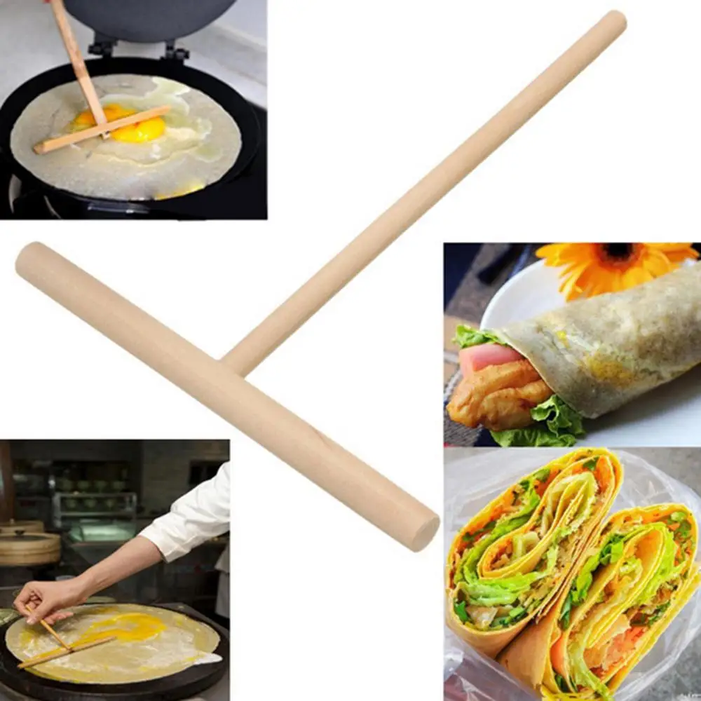 Pancake Tool Chinese Specialty Crepe Maker Pancake Batter Wooden Spreader Stick Home Kitchen Tool Restaurant Bakeware Cocina Accessories