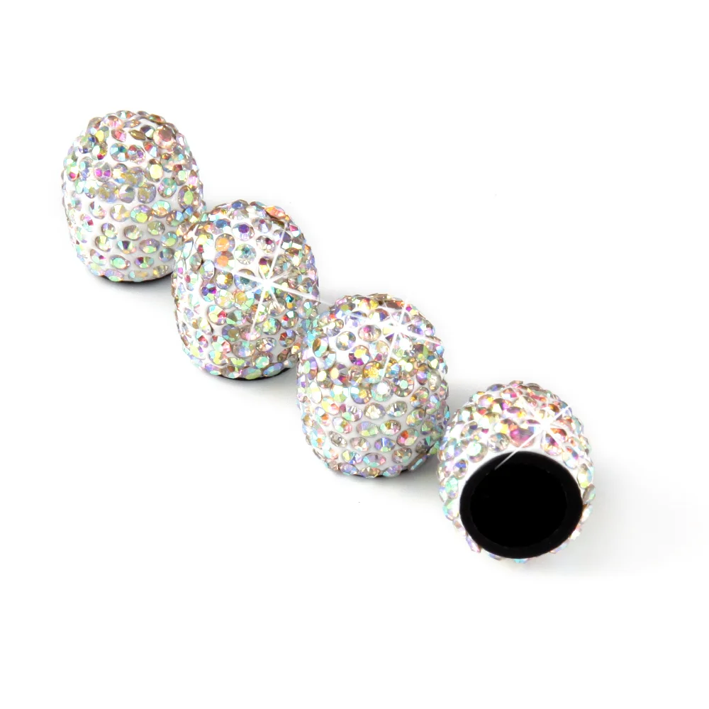 

4x Bling Crystal Diamond Stem Car Tire Tyre Valve Dust Caps Covers Universal Car Accessories
