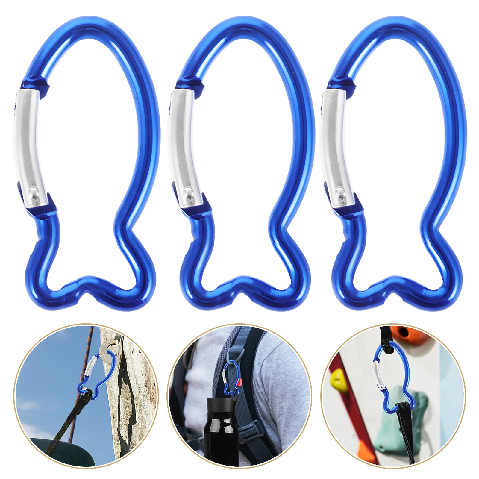 

Single-side Spring Fish Shape Buckles Carabiner Clips keychain Spring Hooks Mountaineering Buckles multiuse Camping Tools