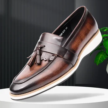 Scarpe da uomo Casual Guida Mocassini in pelle di mucca marrone Suola in gomma Nappe Design Qualità fatta a mano Zapatos Estate Ventilare 1