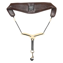 Premium Leather Padded Saxophone Neck Strap - Soft Protection Harness Lanyard (Brown)