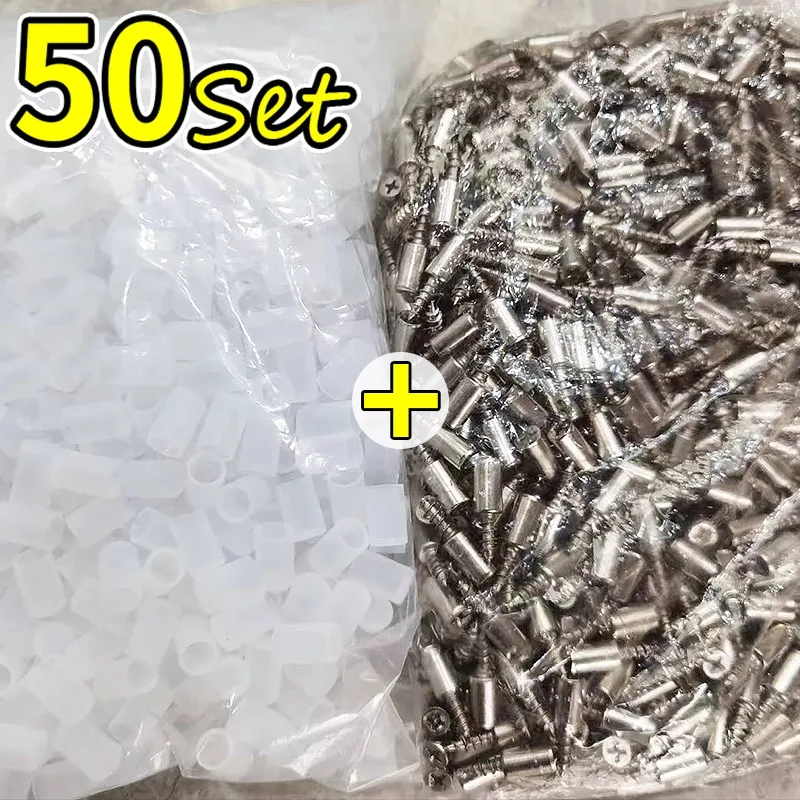 

50/5set Cross Self-tapping Screw with Rubber Sleeves Wardrobe Cabinet Laminate Shelf Support Screws Pegs Partition Nails Pins