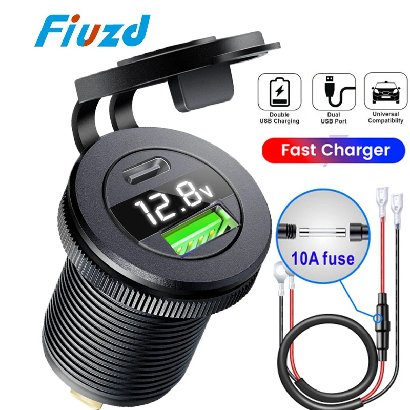자동차의 USB 소켓 12V 24V 보트용 LED 전압계가 있는 빠른 충전 PD 3.0 전원 콘센트