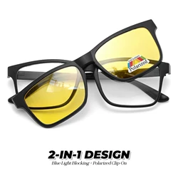 Dual - Purpose Magnetic Sunglasses with Blue Light Blocking & Polarized Lenses (C5 - night vision)