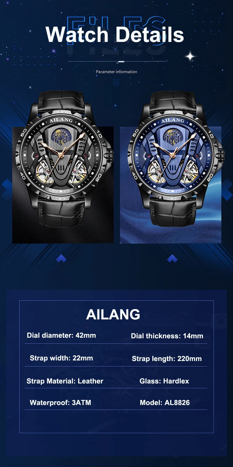 AILANG Doppel-Tourbillon-Mondphasenuhr für Herren, automatische mechanische Armbanduhr, Leder, Herrenuhr, wasserdicht, Relogio Masculino_voghion.com