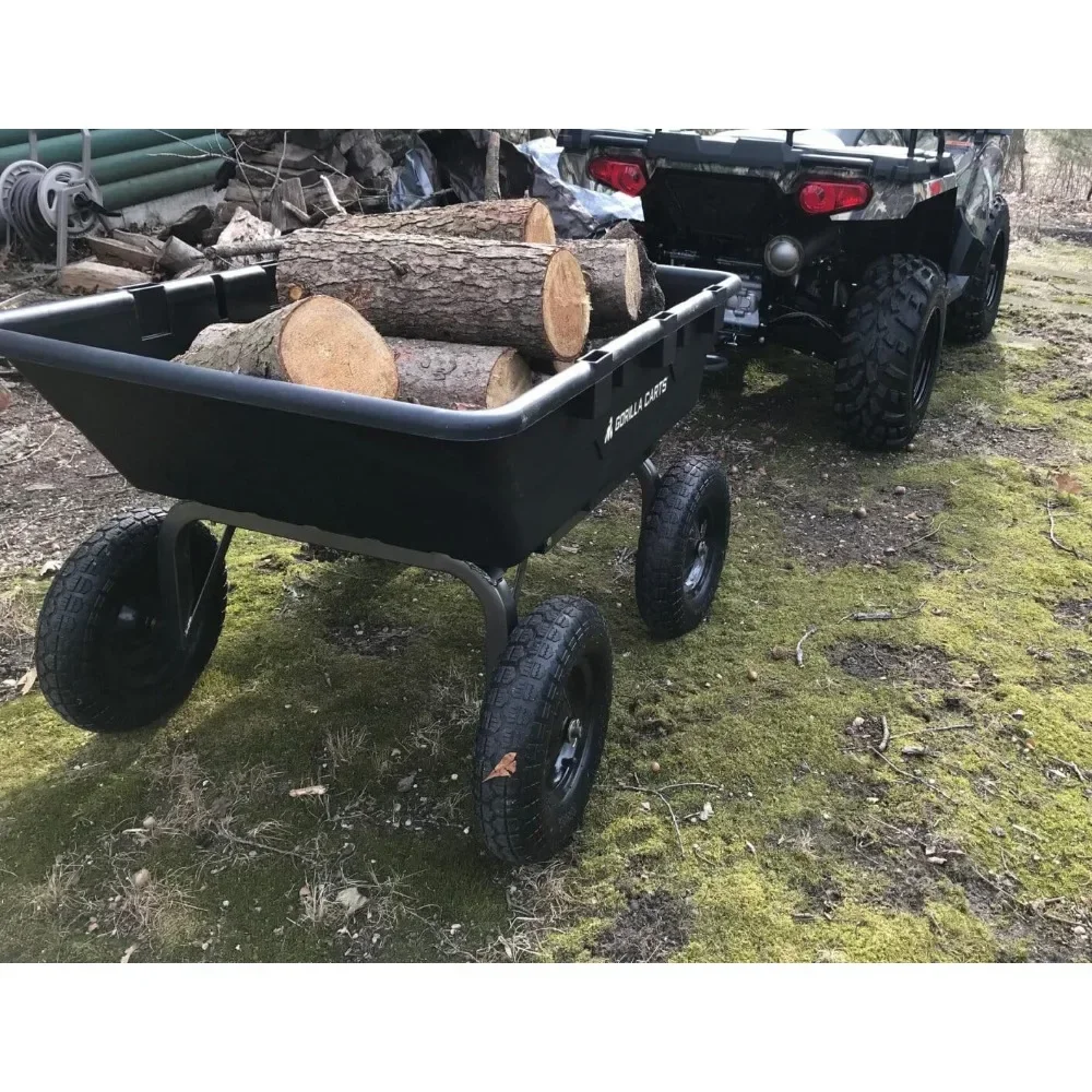 Heavy Duty Poly Yard Dump Cart Garden Wagon, Utility Wagon with Easy to Assemble Steel Frame,1500 Pound Capacity,and16Inch Tires