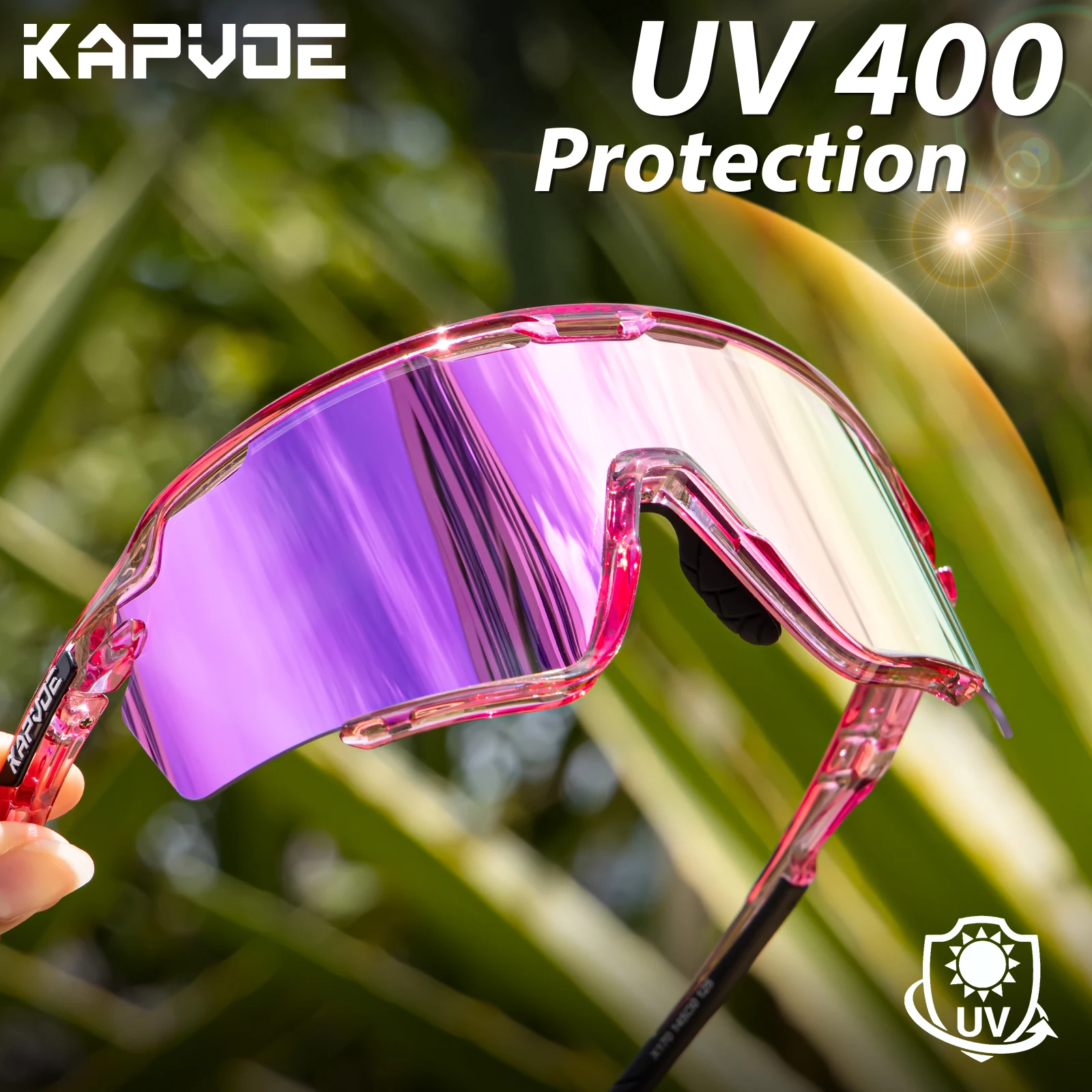 Kapvoe 남녀공용 세계 최초 광변색 프레임 안경, 자전거 사이클링 선글라스, 야외 스포츠 MTB 자전거 UV400 고글