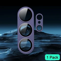 3D Curved Camera Lens Protector Case with Tempered Glass Film - HD Frosted Ring Phone Accessory - S26 Ultra (Purple)