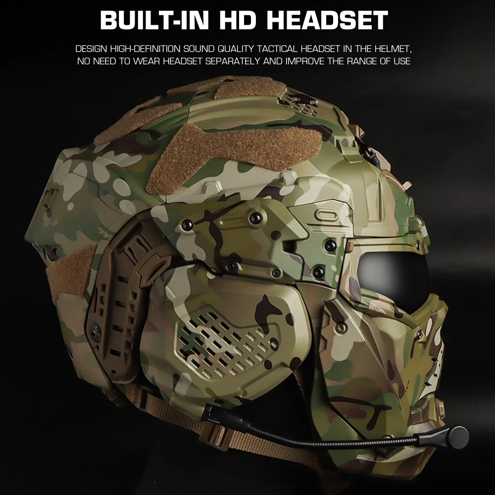 Casco militare casco veloce auricolare di comunicazione integrato  ventilatore Anti-nebbia W-Ronin casco d'assalto maschera staccabile lente  di