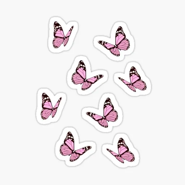 

Pink Butterflies 5PCS Stickers for Living Room Home Decorations Cute Bumper Print Laptop Car Luggage Kid Cartoon Stickers Room