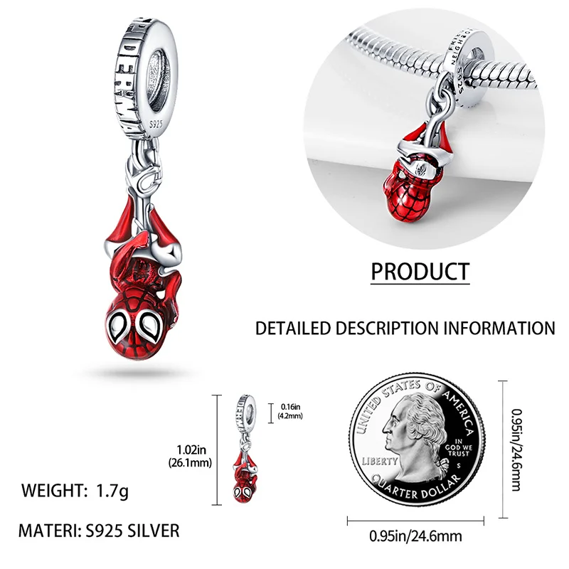 Spiderman Silver Charm Bead 4