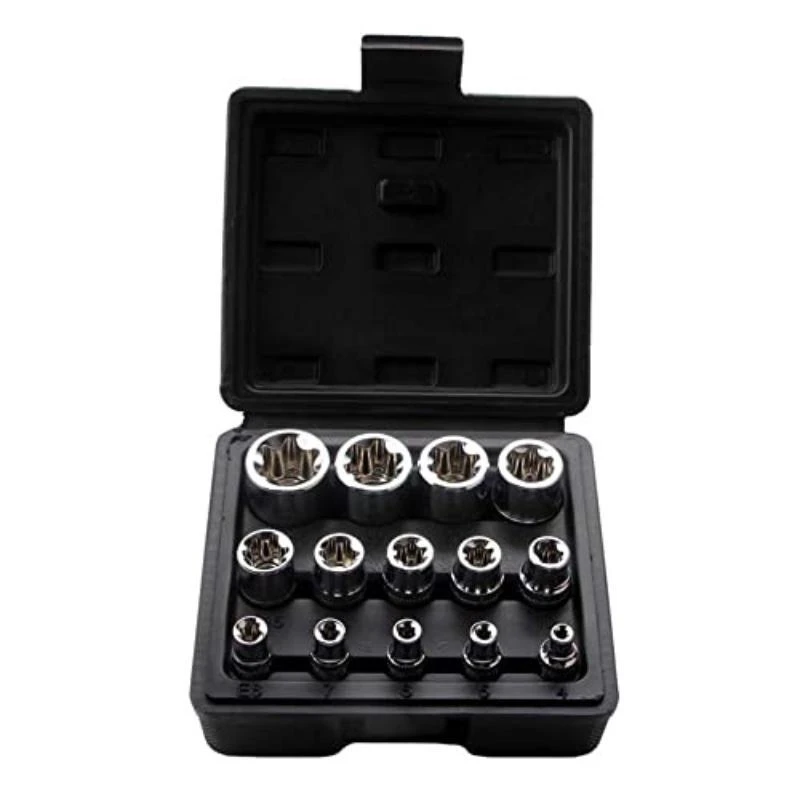 Female E Torx Socket Set With Case, 1/4, 3/8, 1/2 In. Drive E4e24