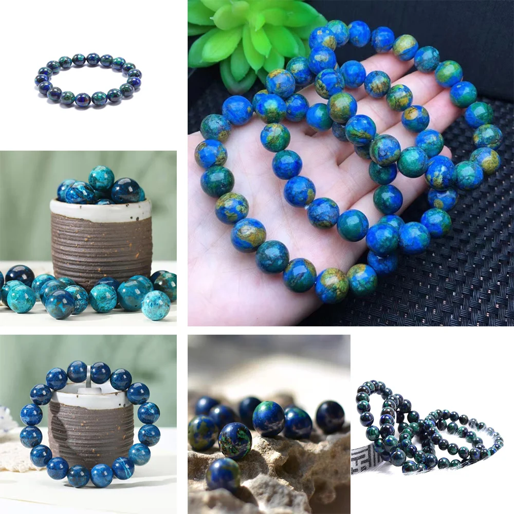 malachite Blue Topaz Healing Crystal Bracelet Unisex Energy