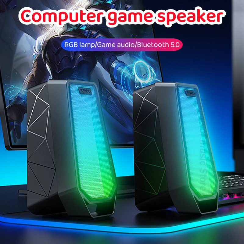 

RGB Color Lighting Computer Game Audio Speakers Home Desktop Notebook Speaker Bluetooth Bass Loudspeaker USB Wired Caixa De Som
