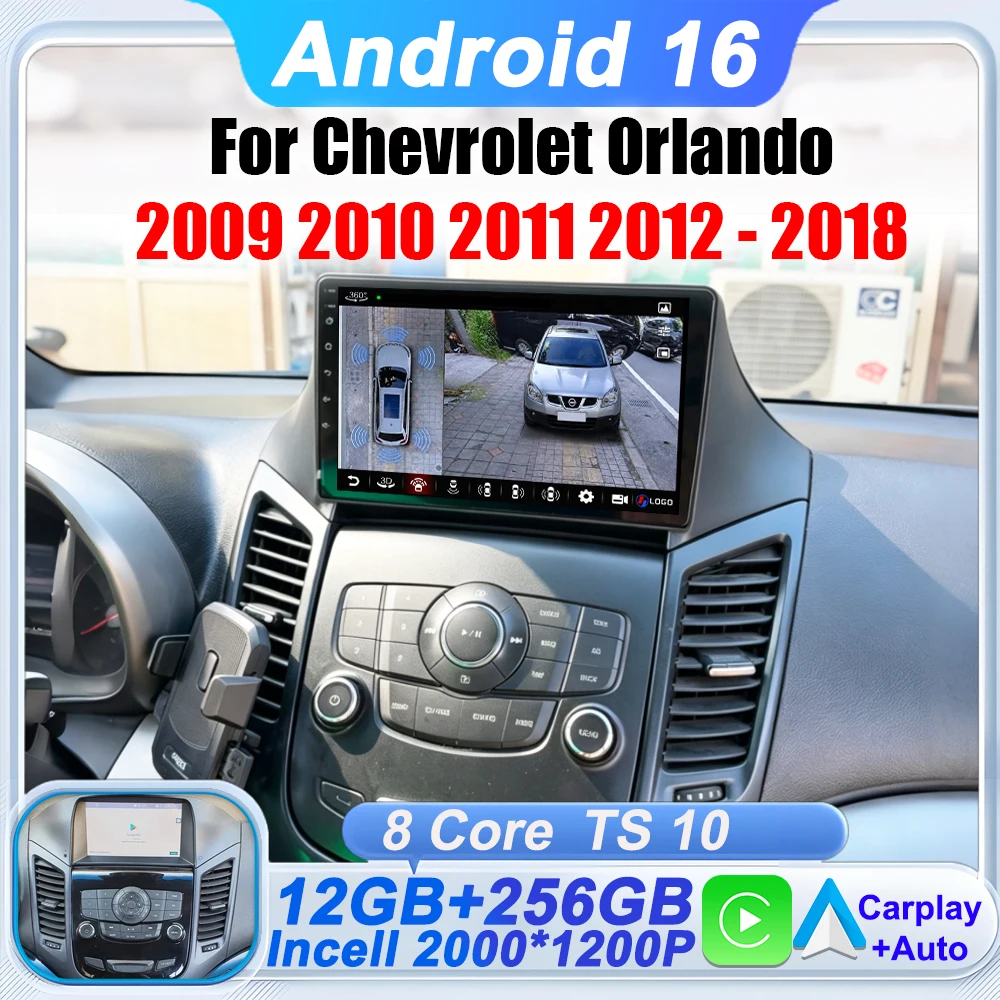 Radio Multimedia para Auto Android 16 para Chevrolet Orlando 2009 2010 2011 2012-2018, Reproductor con Bluetooth, Carplay, GPS, Estéreo, 4G, Wifi 1