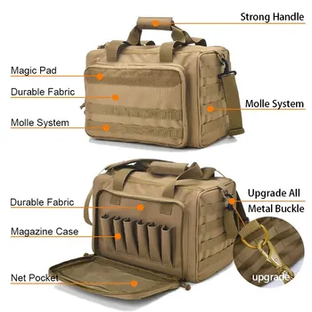 Gun Range Storage Bag Molle System Outdoor Hunting Accessory Nylon Gun Tactical Case Bags Pistol Tool Shoulder Pack Sniper Black 2