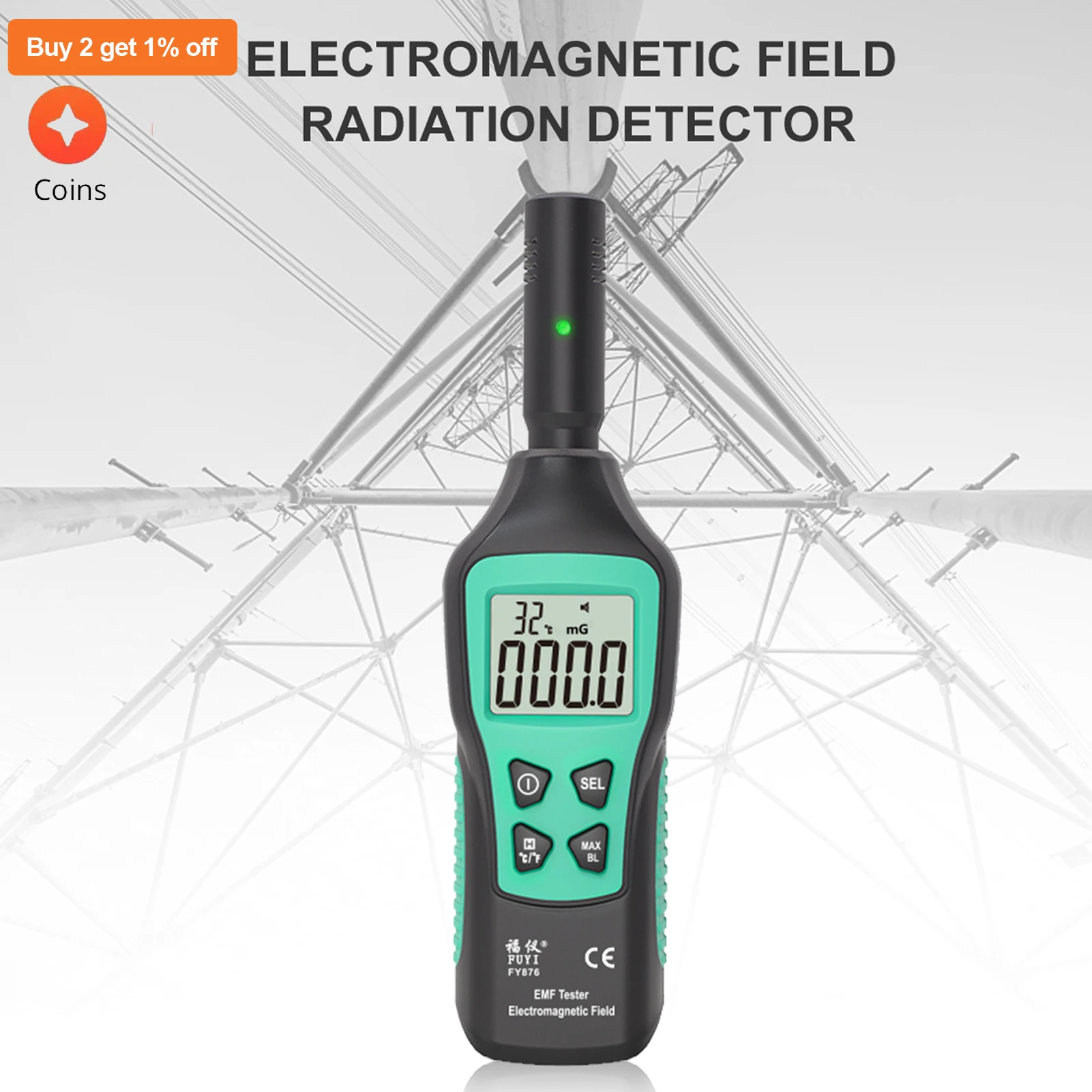 FUYI Radiation Dosimeter EMF Meter Electromagnetic Radiation Detector Household High Precision Wave Tester Monitor