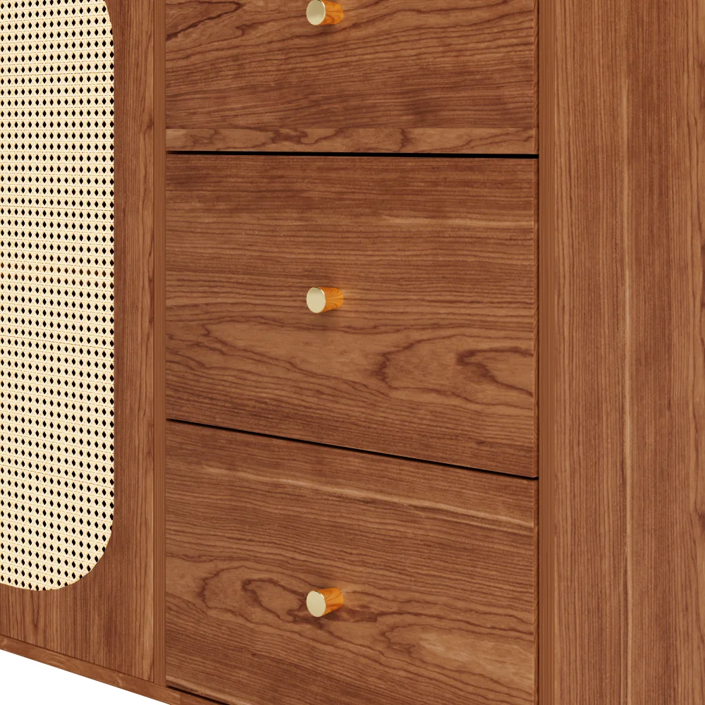160 x 40 x 90 cm braunes Rattan-Sideboard, unabhängiger Aufbewahrungsschrank aus Holz mit Schublade für Küche, Zuhause und Wohnzimmer – Detail 13