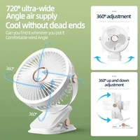 Camping Fan8000mAh Rechargeable Desktop Portable Air Circulator Wireless Ceiling Electric Fan With LED Light Clip-on Home Fan 2