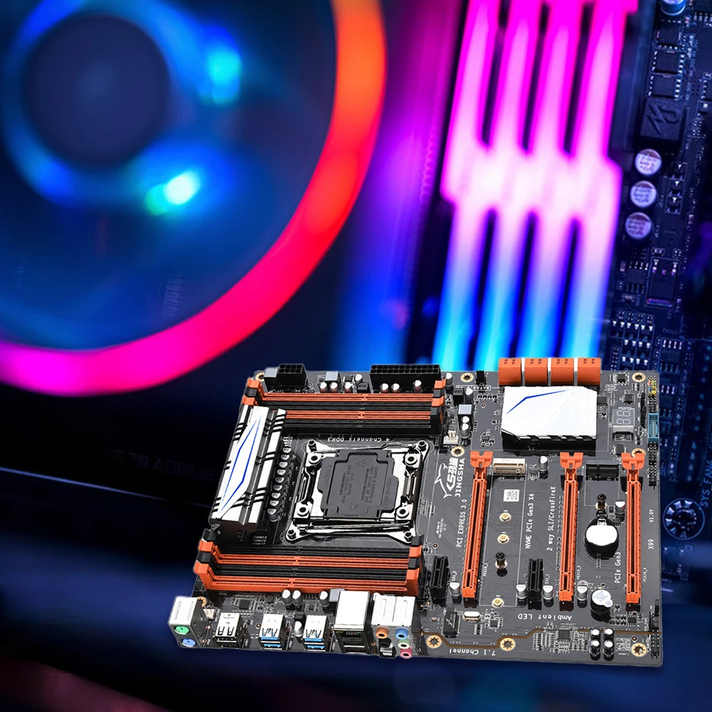 X99 PC Main Board 8 X DDR3 7.1 Channel Computer MainBoard 8 X SATA3.0 M.2 NVME 1000M Adaptive NIC 3 X PCIE3.0 Graphics Card Slot