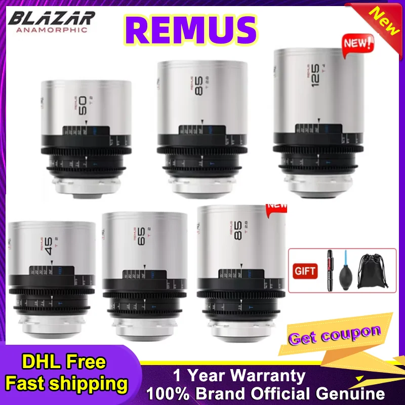 GREAT JOY REMUS BLAZAR 렌즈 35mm T1.6 45mm 65mm T2.0 85mm 100mm T2.8 1.5x 아나모픽 렌즈 캐논 EF ARRI,PL용 풀 프레임