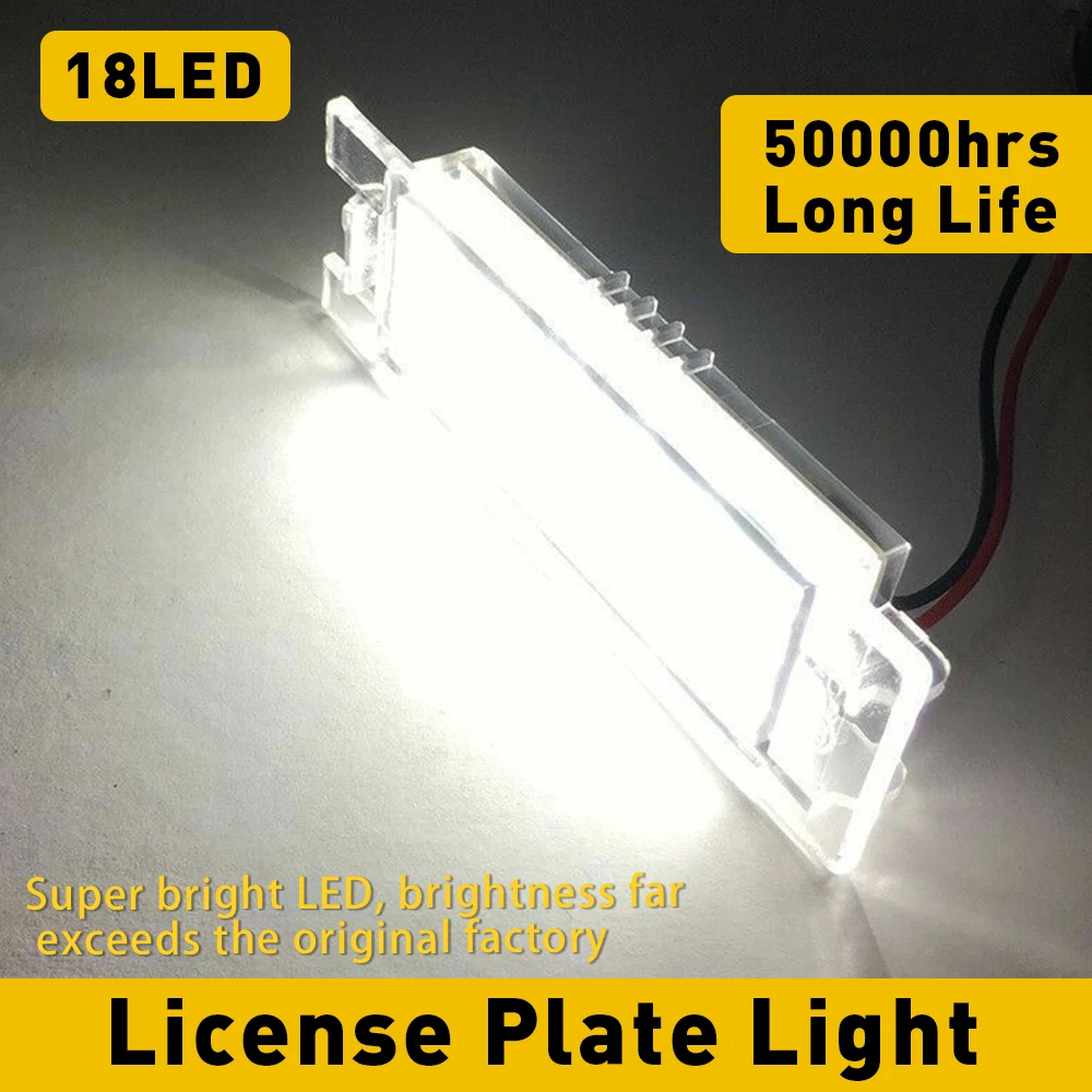 2Pcs For Vauxhall Opel Astra H Corsa C D Zafira B Adam Meriva B CANBUS LED License Number Plate Light 18 LEDs Waterproof Car