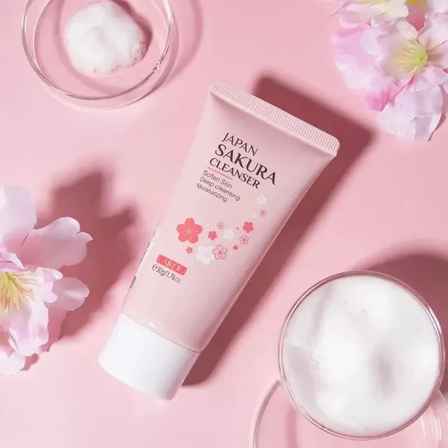 LAIKOU Sakura Facial Cleanser Foam Face Wash Remove Blackhead Moisturizing Shrink Pores Deep Cleaning Oil Control Skin Care 50g 2