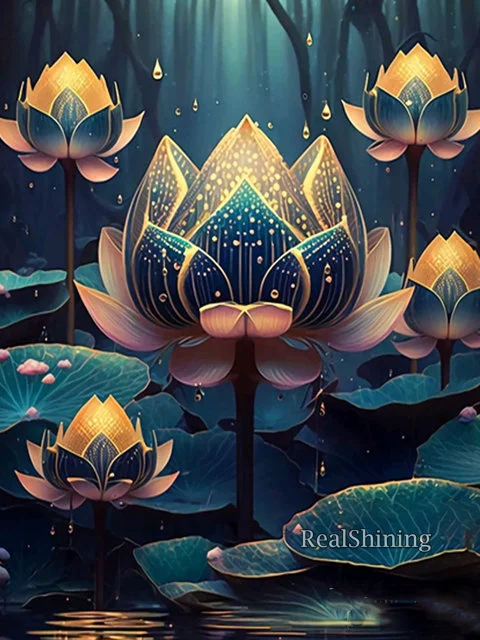 Mandala Lotus Flowers - Diamond Painting Art