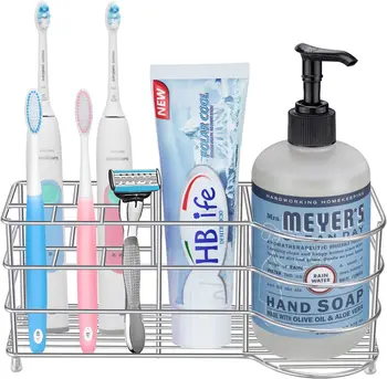 Portaspazzolino, grande arredamento da bagno in acciaio inossidabile, portaspazzolino elettrico per bagno, organizer da bancone per spazi 1