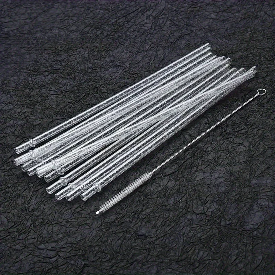10 Pack Clear Straws Plastic Reusable Glitter Straws Jamaica