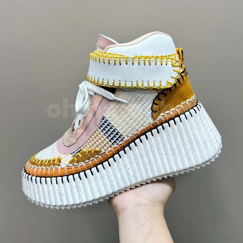 

Unisex Lace-Up Shoes Spring Autumn 2023 New Mixed Colors Upper Knitting Material Unisex Sneakers Fashion Trends Flat Shoes