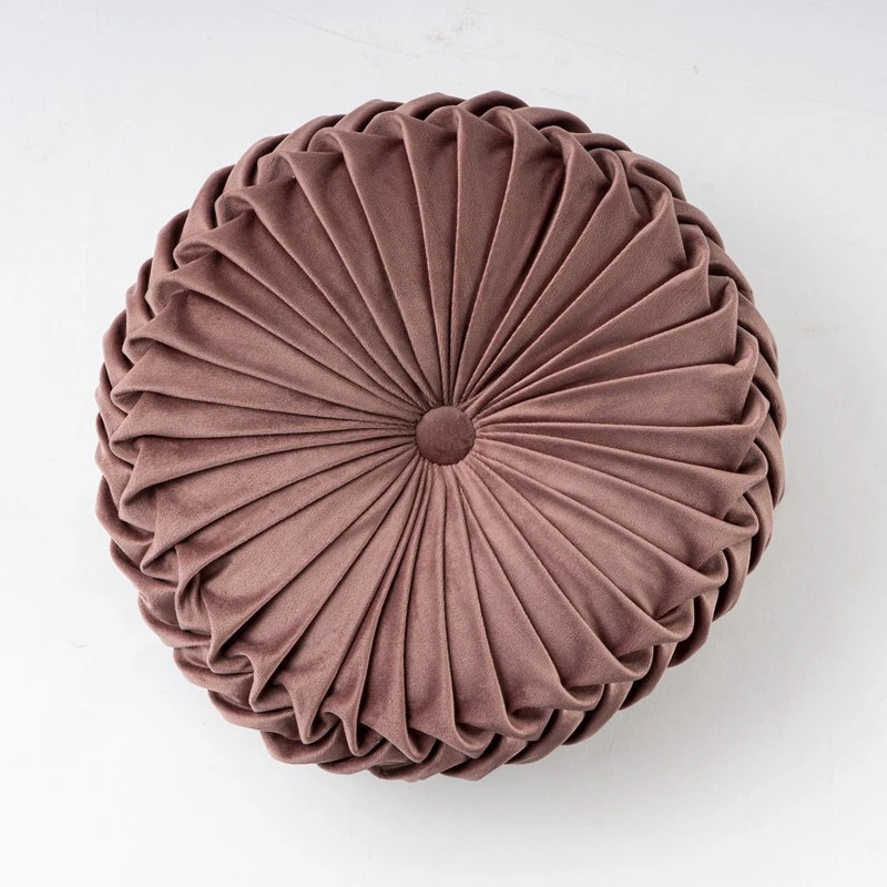 Velvet Pleated Round Accent Pillow - Boho Pumpkin Design