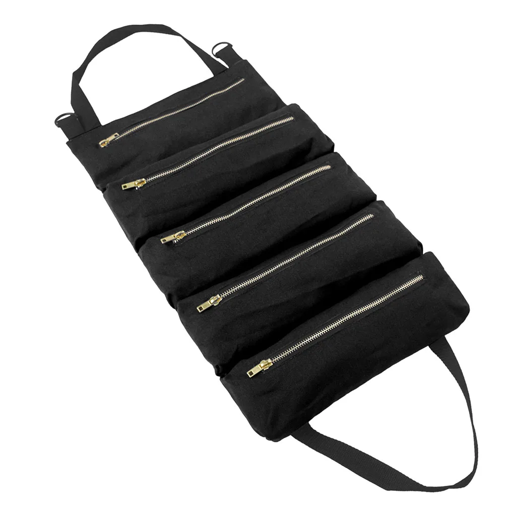 

Car Hanging Organizer Bag Multi-pocket Zipper Closure Utility Headrest Hanging Storage Bag, Black
