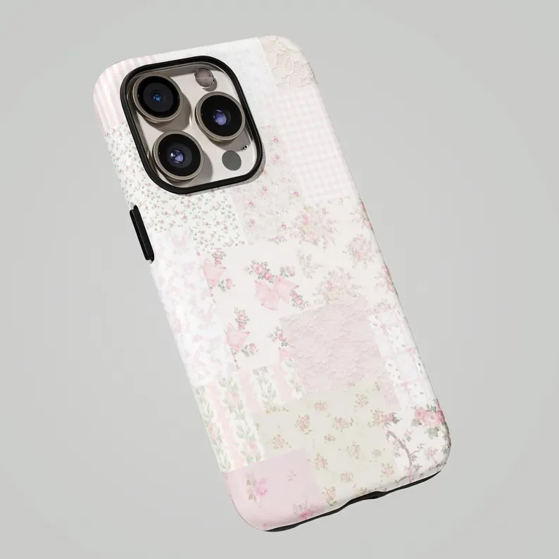FLORALS Pink Bow Patch Luxury Double-layer Phone Case