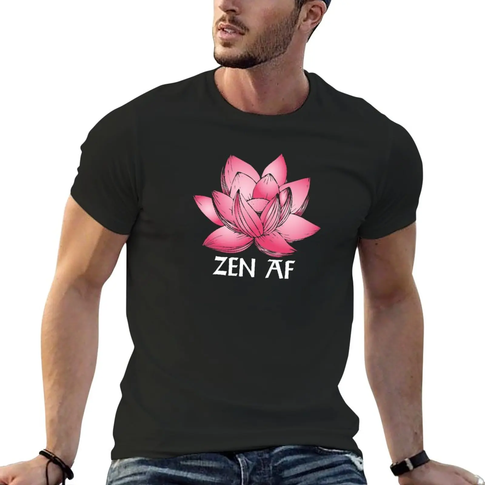 

Zen Af Pink Lotus Flower Funny Yoga Humor Quote T-Shirt blanks boys animal print shirt quick-drying t shirts for men pack