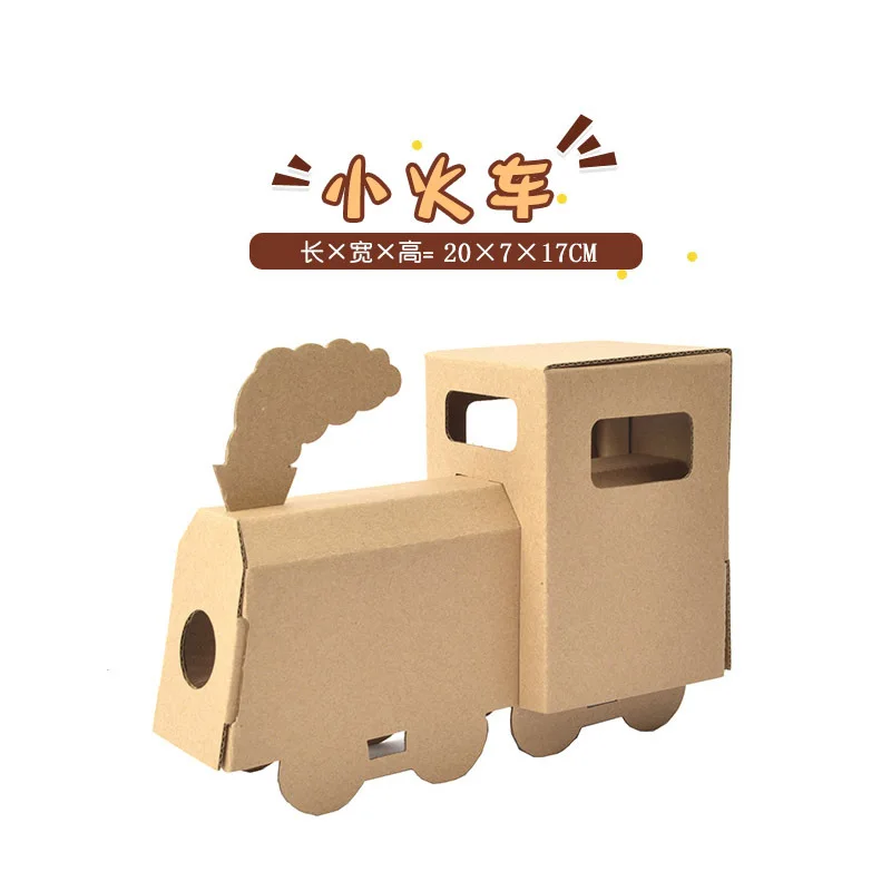 Coloring Kindergarten Model Toy DIY Handmade Cardboard Shell Carton Assembly Tank Car Airplane Children Card Model Building Sets