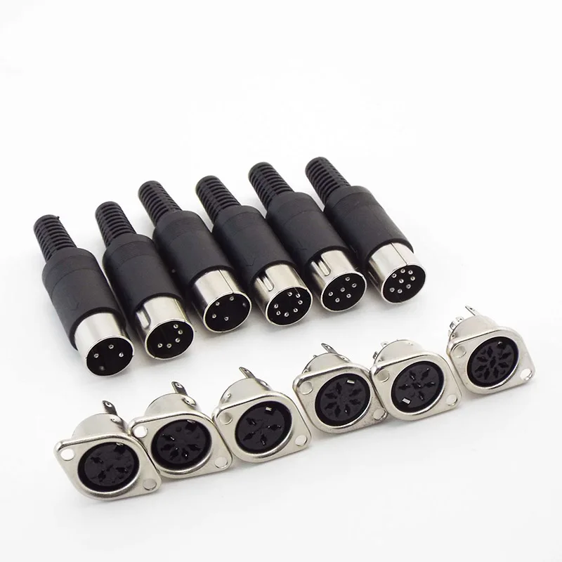 

DIN 3 4 5 6 7 8 Pin DIN Male Plug with Plastic Handle + Female Socket Hulled Panel Mount Chassis Connector Soldering Iron U26