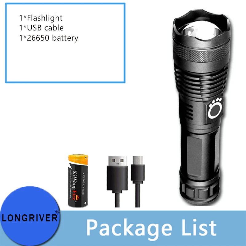 best pocket torch 2022 New Multifunctional USB Rechargeable LED Flashlight Super Bright Light 5 Modes Zoom Shockproof Flashlight Built-in Battery pen flashlights Flashlights