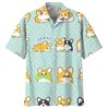 Cartoon Corgi Dog Graphic Hawaiian Shirt For Men Summer 3d Printed Animal Pets Short Sleeves Street Tops Lapel Button Blouse 2