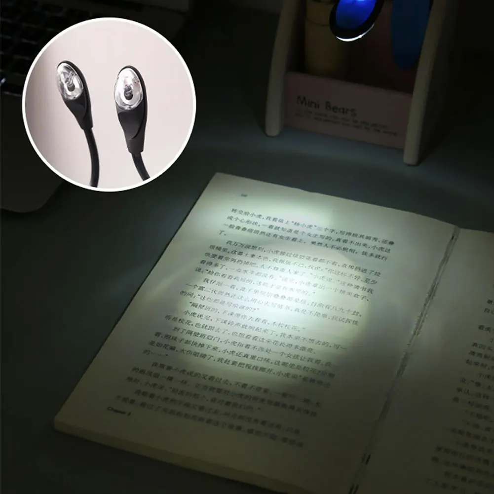 USB Rechargeable Reading Book Light With Detachable Flexible Clip Portable Lamp Kindle eBook Readers Night Light